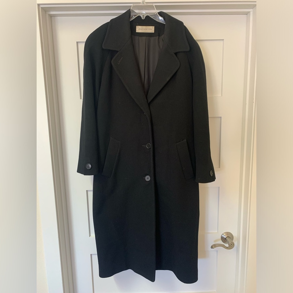 Jones New York Long Black Wool Coat - slight flaw